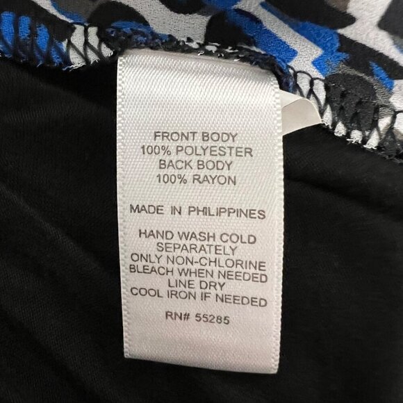 Express Womens 1/4 Zip Sleeve Top Blue/Multi Print Size Small Hi Low - Picture 8 of 8